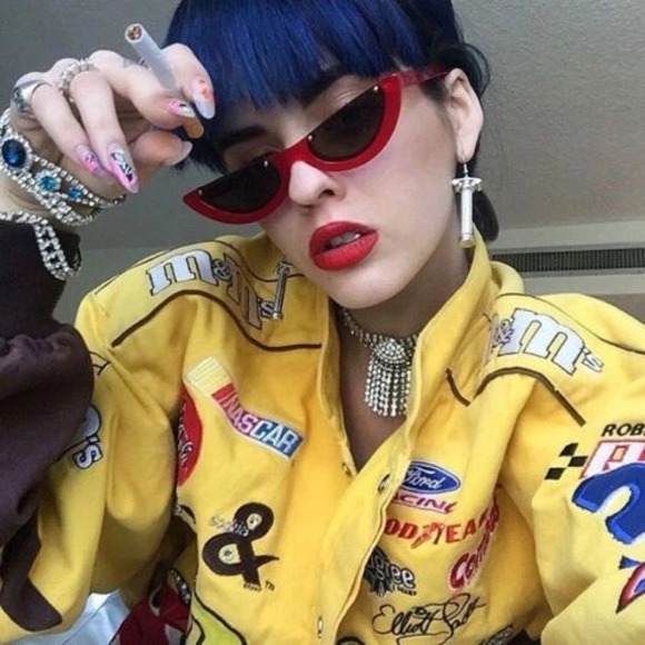 Red Half Frame Sunglasses Fashion‎ Trendy Designer Sun Glasses Women - Picture 3 of 5